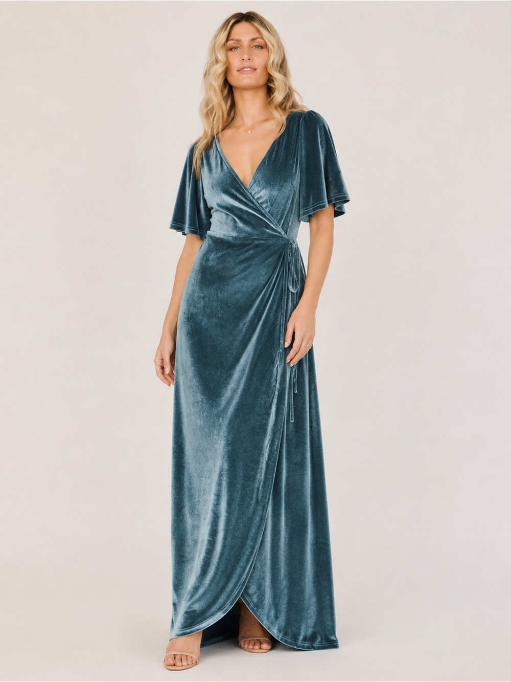 Baltic Born Meghan Velvet Wrap Maxi Dress Persian Blue XL